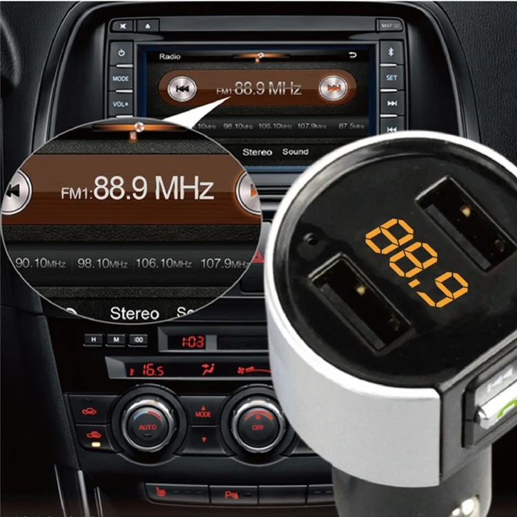 C26S Wireless Car Bluetooth Hands-free Music Player FM Transmitter with Dual USB Port 5V 3.4A