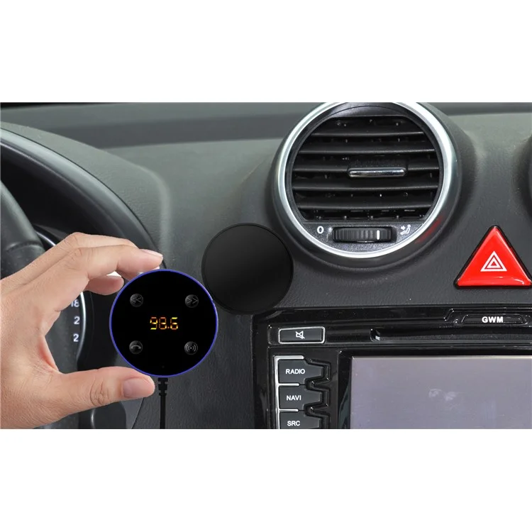 FC02 2 in 1 FM Transmitter and Receiver Bluetooth Car Kit for iPhone 7, Samsung S8 etc. - Black
