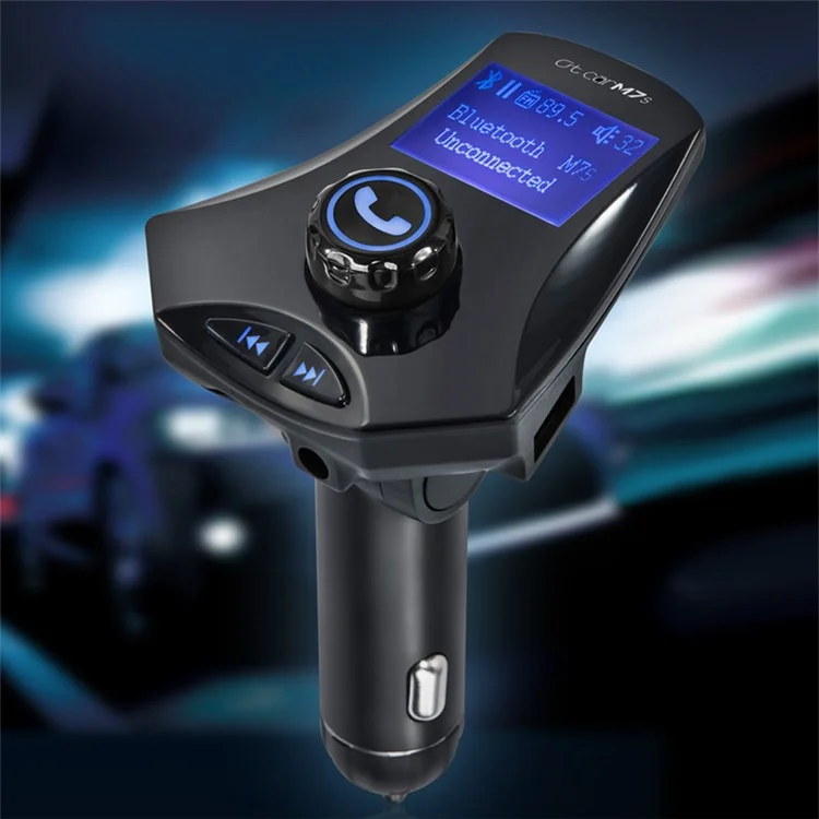 M7s LED Monitor Car MP3 Player Bluetooth FM Transmitter Car Kit Support Aux-in /  TF Card / U-Disk - Black