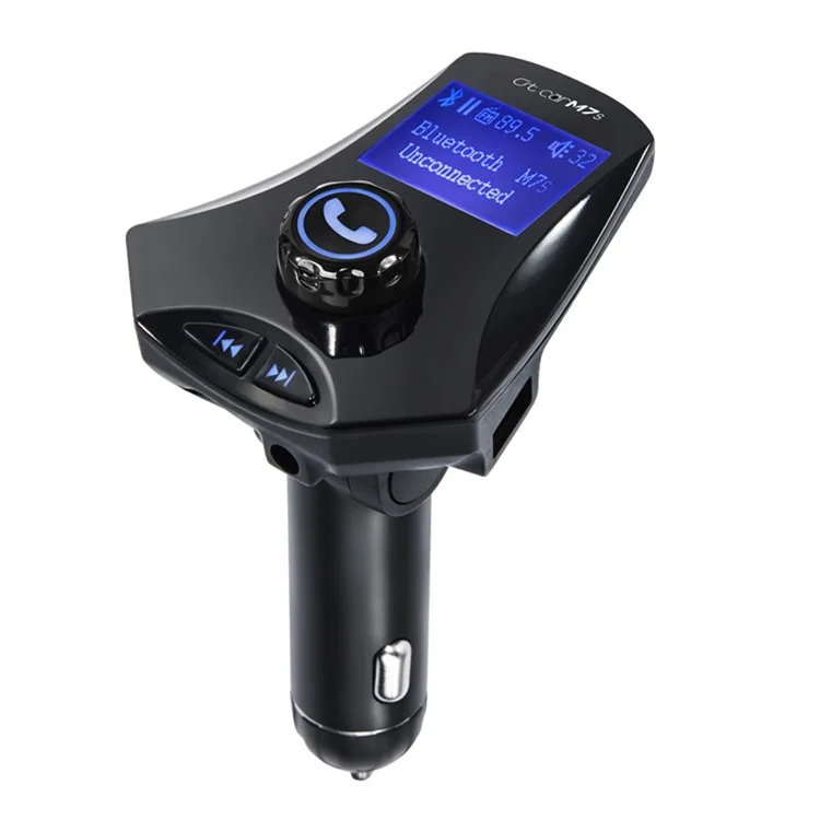 M7s LED Monitor Car MP3 Player Bluetooth FM Transmitter Car Kit Support Aux-in /  TF Card / U-Disk - Black