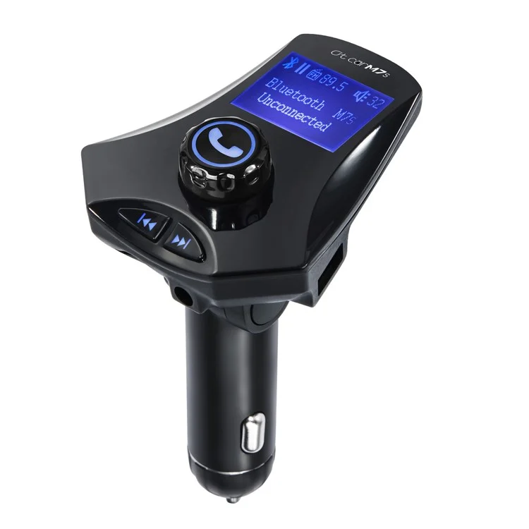 M7s LED Monitor Car MP3 Player Bluetooth FM Transmitter Car Kit Support Aux-in /  TF Card / U-Disk - Black