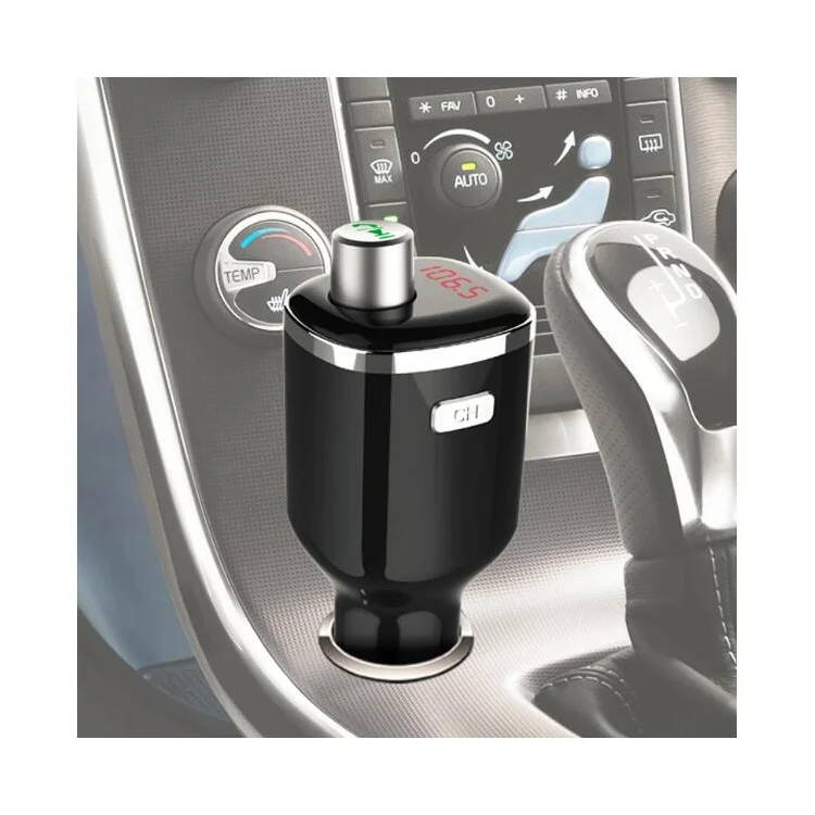 BC23 LED Monitor FM Transmitter Wireless Bluetooth Hands-free Car Kit with Dual-USB Ports Car Charger