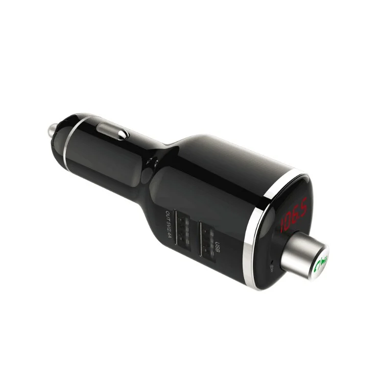 BC23 LED Monitor FM Transmitter Wireless Bluetooth Hands-free Car Kit with Dual-USB Ports Car Charger