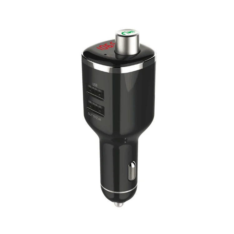 BC23 LED Monitor FM Transmitter Wireless Bluetooth Hands-free Car Kit with Dual-USB Ports Car Charger