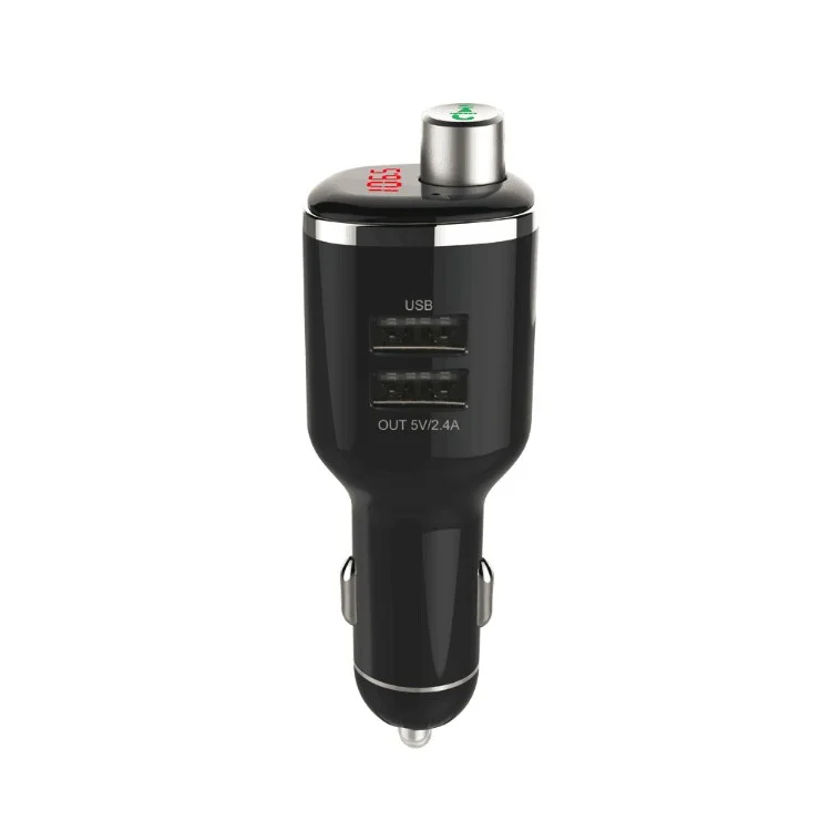 BC23 LED Monitor FM Transmitter Wireless Bluetooth Hands-free Car Kit with Dual-USB Ports Car Charger