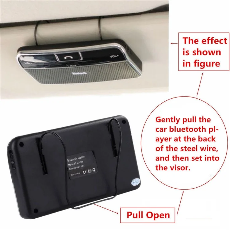 BT LD-168 Wireless Bluetooth + USB Car Charger Hands-free Car Kit for iPhone Samsung Huawei etc.
