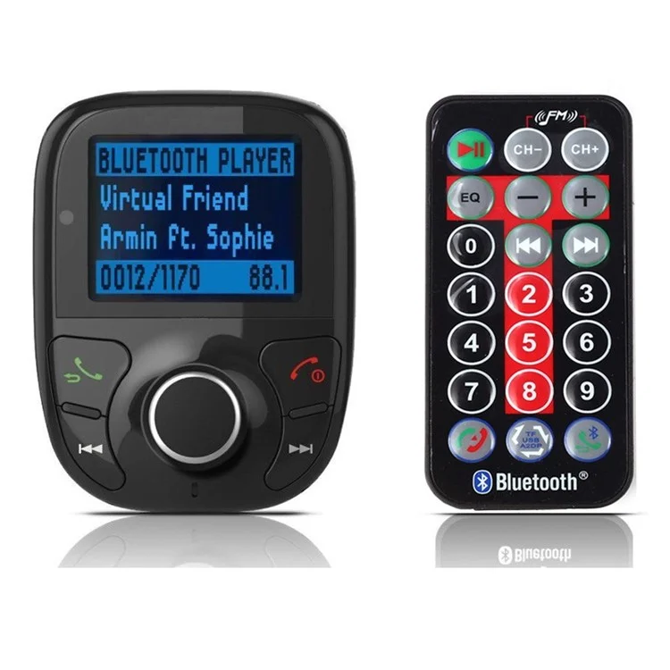 BT002 Bluetooth Car MP3 Audio Player FM Transmitter with Remote Control LCD Screen USB Charger