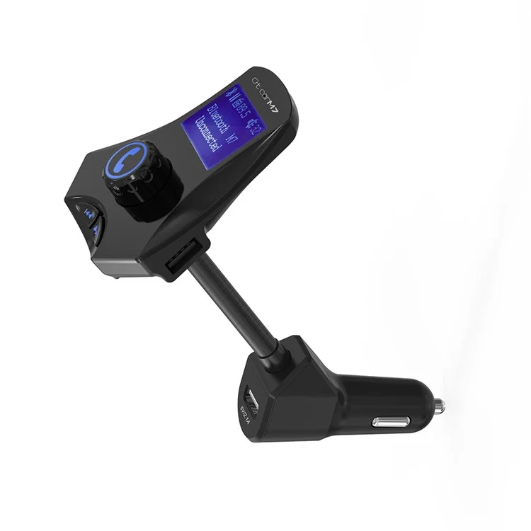 M7 LED Monitor Car MP3 Player Bluetooth FM Transmitter Car Kit Support TF Card/U-Disk - Black