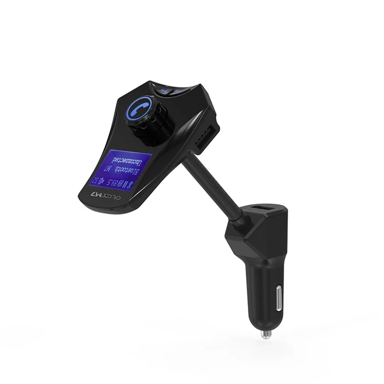 M7 LED Monitor Car MP3 Player Bluetooth FM Transmitter Car Kit Support TF Card/U-Disk - Black