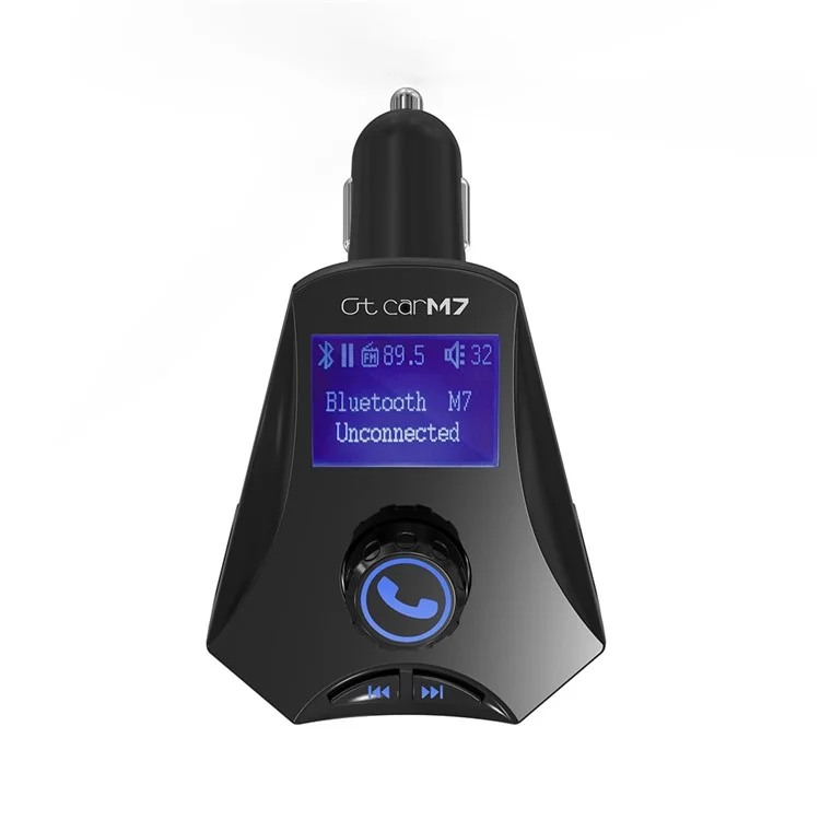 M7 LED Monitor Car MP3 Player Bluetooth FM Transmitter Car Kit Support TF Card/U-Disk - Black