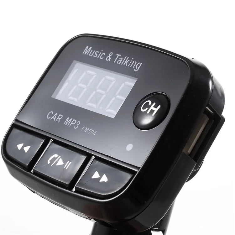 FM504 Wireless Bluetooth FM Transmitter MP3 Player with Mic + Single USB Port Car Charger Kit