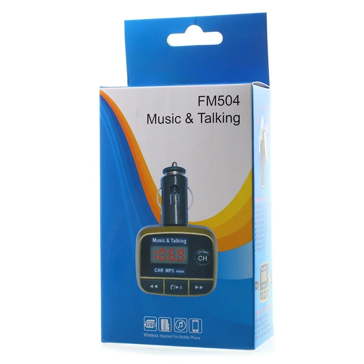 FM504 Wireless Bluetooth FM Transmitter MP3 Player with Mic + Single USB Port Car Charger Kit
