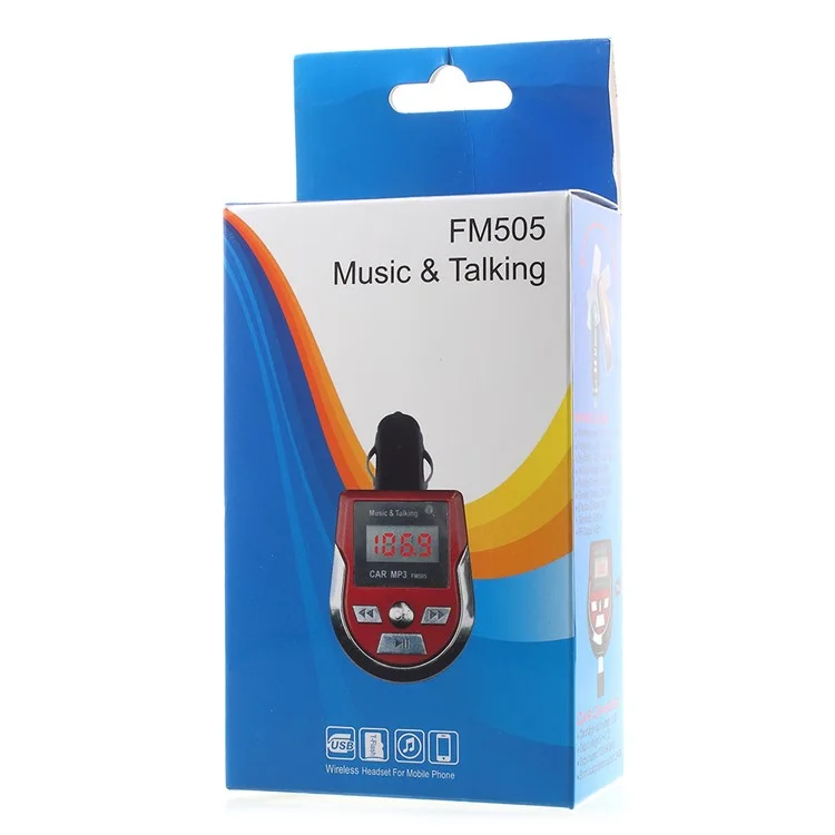 FM505 Car MP3 Music Player FM Transmitter Wireless Bluetooth Car Kit USB Car Charger Built-in Mic
