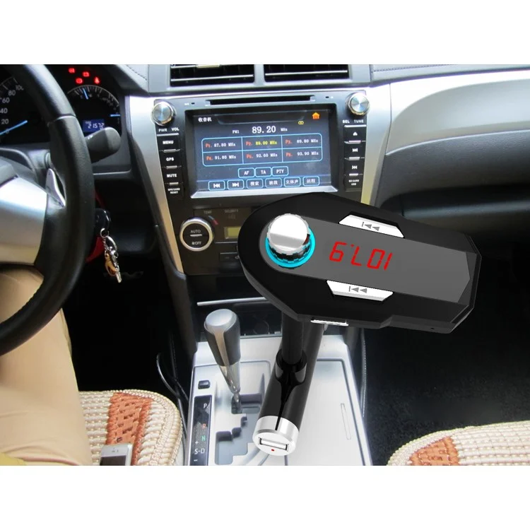 FM25 Car Charger Bluetooth FM Transmitter Radio with Dual USB Charging and Aux Input