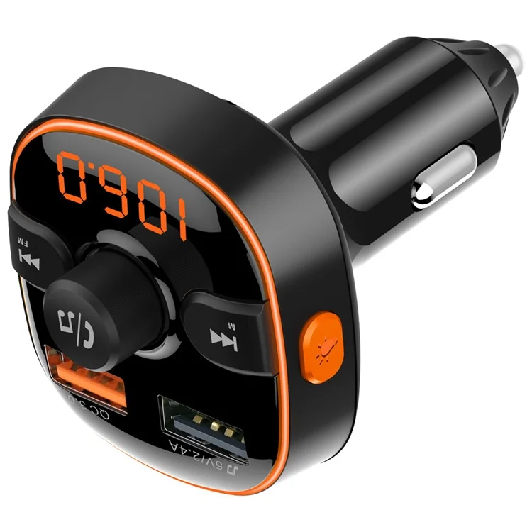 BC52 Car Kit Handsfree Wireless Bluetooth FM Transmitter 7 Color Light MP3 Player with Dual USB Charger