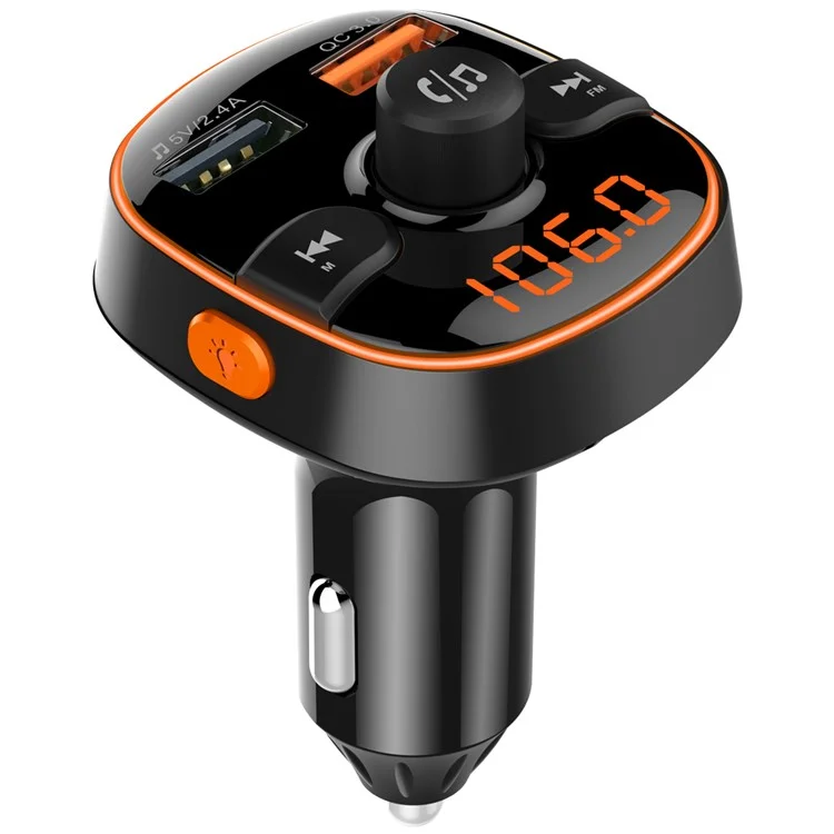 Kit mains libres sans fil BC52 pour voiture, transmetteur FM Bluetooth, lecteur MP3 avec 7 couleurs de lumière et chargeur USB double