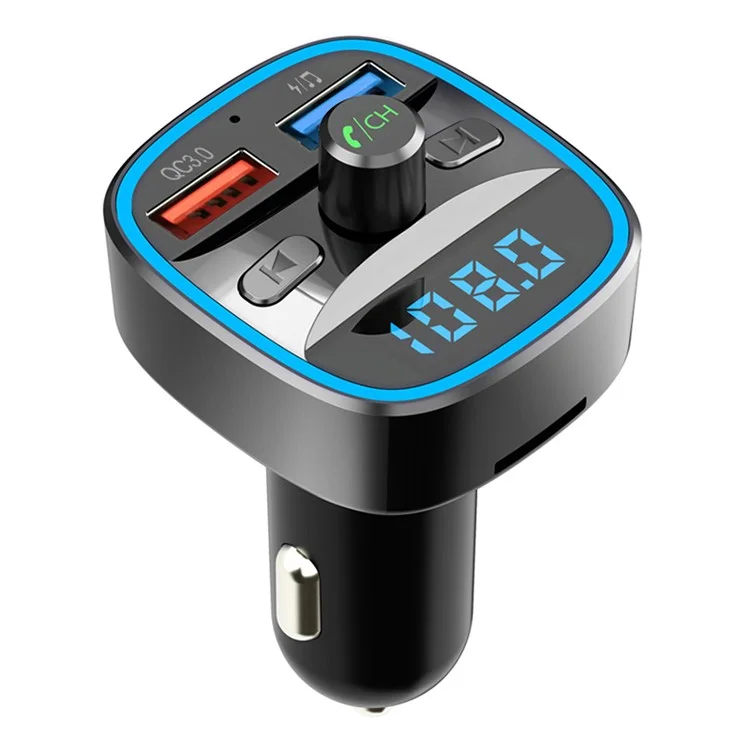 T25s Bluetooth 5.0 FM Transmisor Modulador de Automóvil Wireless Kit Auto Audio Audio MP3 Player QC3.0 Dual USB Charger