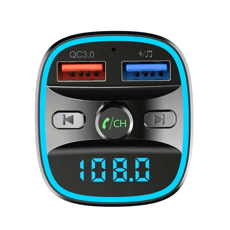 T25s Bluetooth 5.0 FM Transmitter Car Modulator Wireless Handsfree Kit Auto Audio MP3 Player QC3.0 Dual USB Charger