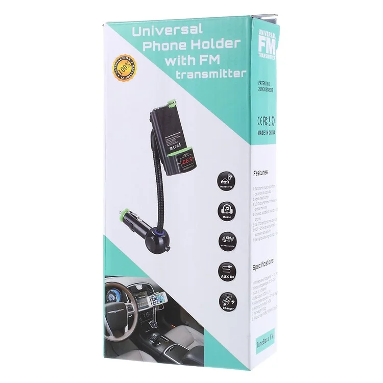 Car Charger FM Transmitter with Universal Phone Holder