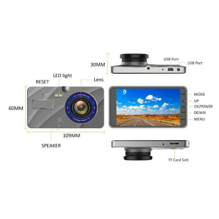 S043 Single Lens 4.0-inch 1080P Full HD Car DVR Support Infrared Night Vision