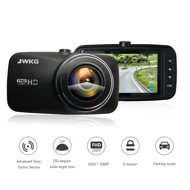 JWKD 2.7-inch HD 1080P Car Camcorder 150° Wide Angle Built-in G-Sensor