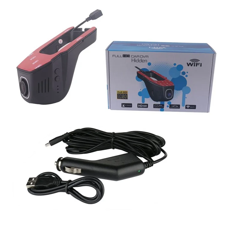 A8-D WiFi Connection No Screen Single Camera Car DVR, Support Parking Detection / G-sensor / Night Vision Etc