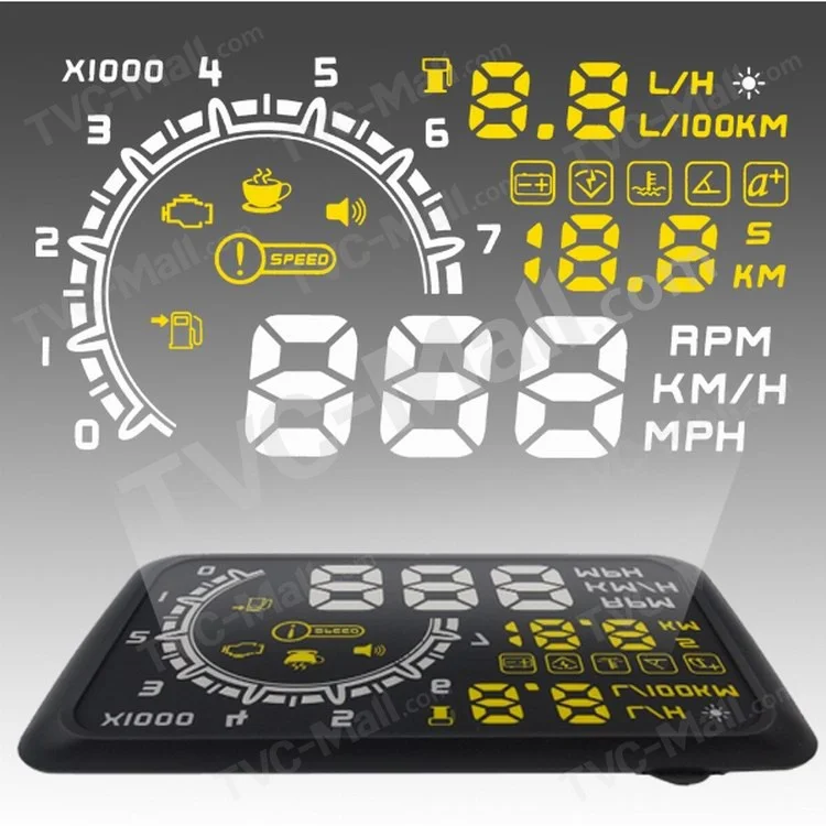 W02 da 5,5 Pollici HUD Proiettore Head Up Visualizza Auto OBD2 PC Auto Guida Dati Strumento Diagnostico/spostamento Ricordante/allermati Allarme/tensione di Temperatura di Velocità