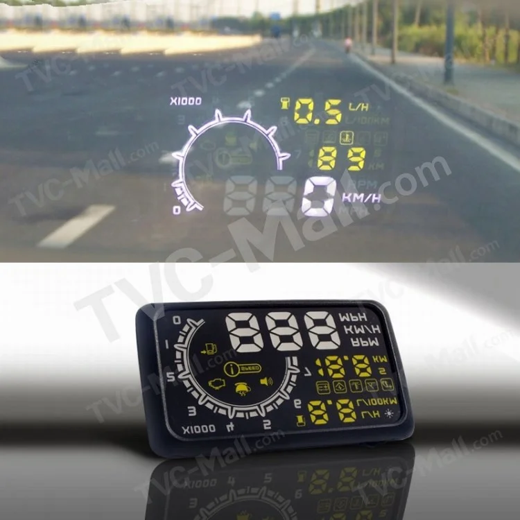 W02 5.5 inch HUD Projector Head Up Display Car OBD2 Car PC Driving Data Speedometer Diagnostic Tool/Shift Reminding/Over Speed Alarm/Water Temperature Alarm/Voltage Alarm