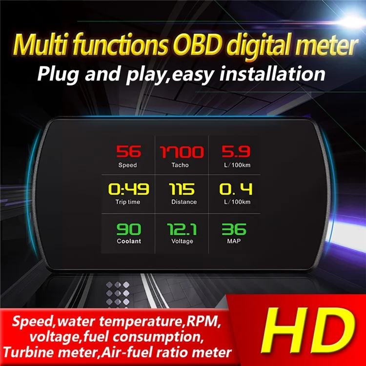 P12 Car HUD Head up Display OBD2 Встроенный Диагностический Дисплей Digitalic