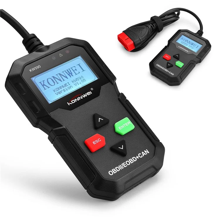 Konnwei KW590 OBD2 Código de Vehículo Lector Puede Reader de Código de Motor Del Autobús - Negro