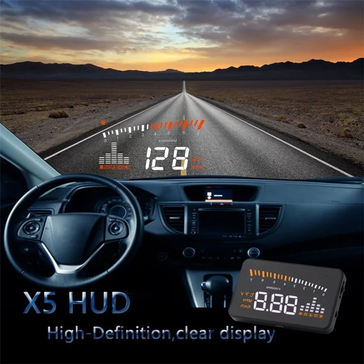 X5 3,0 Polegadas Automáticas OBD II Universal Car HUD Fuel Icon Head Up Tela LED LED Tela