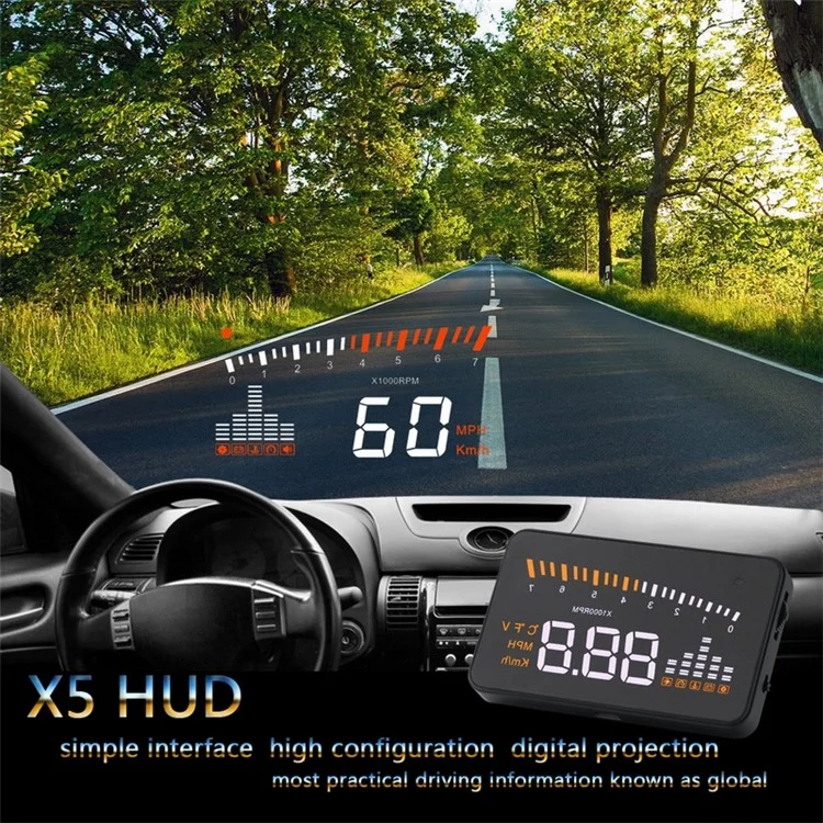 X5 3,0 Polegadas Automáticas OBD II Universal Car HUD Fuel Icon Head Up Tela LED LED Tela