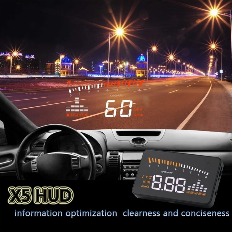 X5 3,0 Polegadas Automáticas OBD II Universal Car HUD Fuel Icon Head Up Tela LED LED Tela