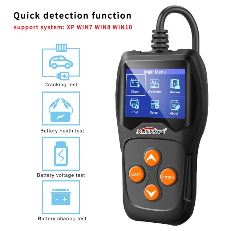 Connwei KW600 12V Тестер Батареи с 100 до 2000 Cca 12 Вольт Батарея Для Автомобильной Батареи Для Быстрого Зарядки Car Cranking Diagnostic