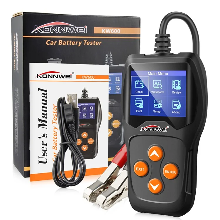 KONNWEI KW600 12V Testador de Bateria de Carros 100 a 2000cca 12 Volts Ferramentas de Bateria Para Carros de Batida Rápida Diagnóstico