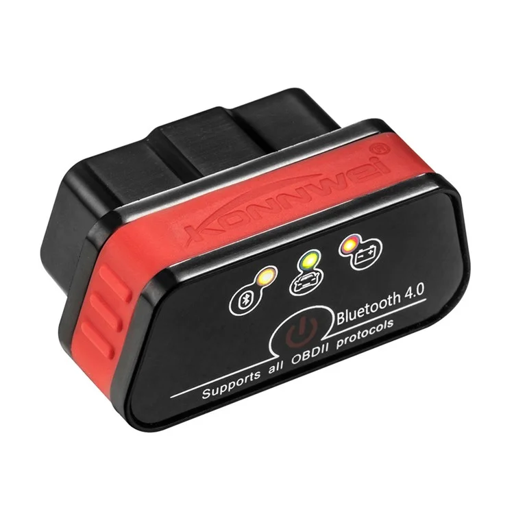 KONNWEI KW901 ELM327 Bluetooth 4.0 ODB II Scan Tool Fault Reader for iOS - Black / Red