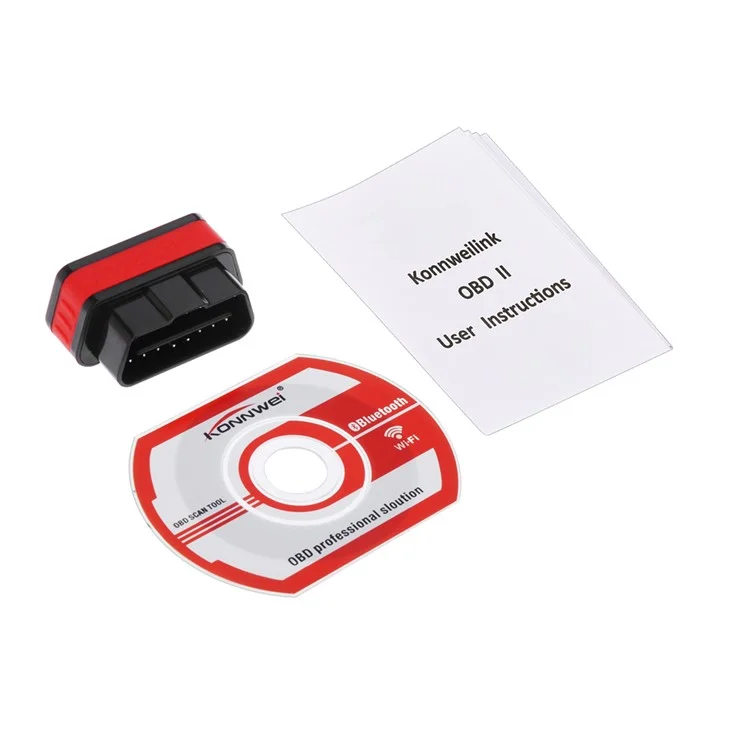 KONNWEI KW901 ELM327 Bluetooth 4.0 ODB II Scan Tool Fault Reader for iOS - Black / Red