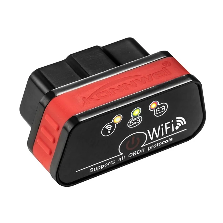KONNWEI KW901 WiFi ELM327 OBD Diagnostic Scan Tool for iOS and Android - Black / Red