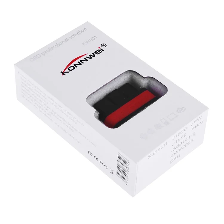 KONNWEI KW901 WiFi ELM327 OBD Diagnostic Scan Tool for iOS and Android - Black / Red