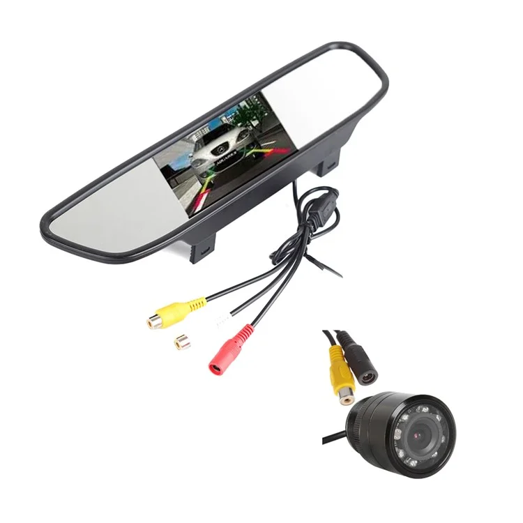 Tela de LCD TFT de 4,3 polegadas Espelho Retrovisor Carro com Câmera de Ré PZ705+PZ402