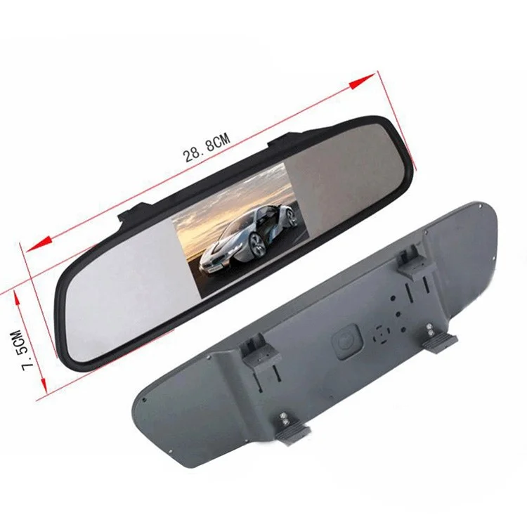 Tela de LCD TFT de 4,3 polegadas Espelho Retrovisor Carro com Câmera de Ré PZ705+PZ402