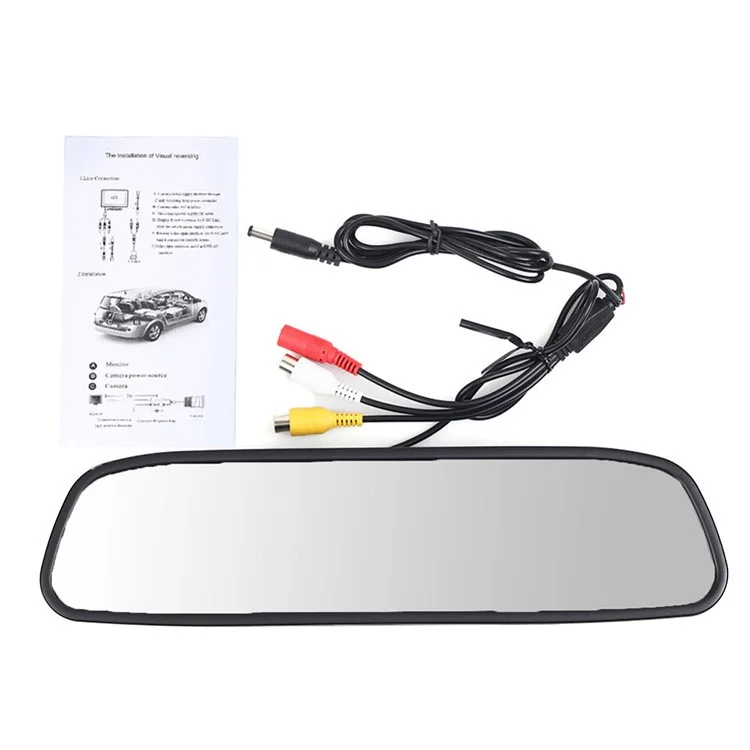 Tela de LCD TFT de 4,3 polegadas Espelho Retrovisor Carro com Câmera de Ré PZ705+PZ402