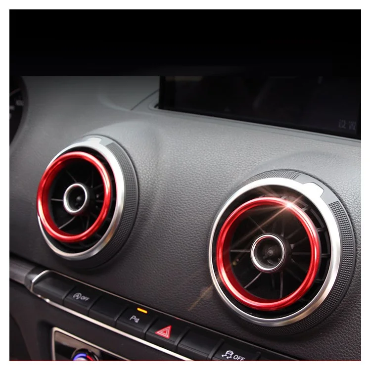 4Pcs Aluminium Alloy Plated Air Outlet Decor Circle for Audi A3 / S3 (2014-2017) - Red