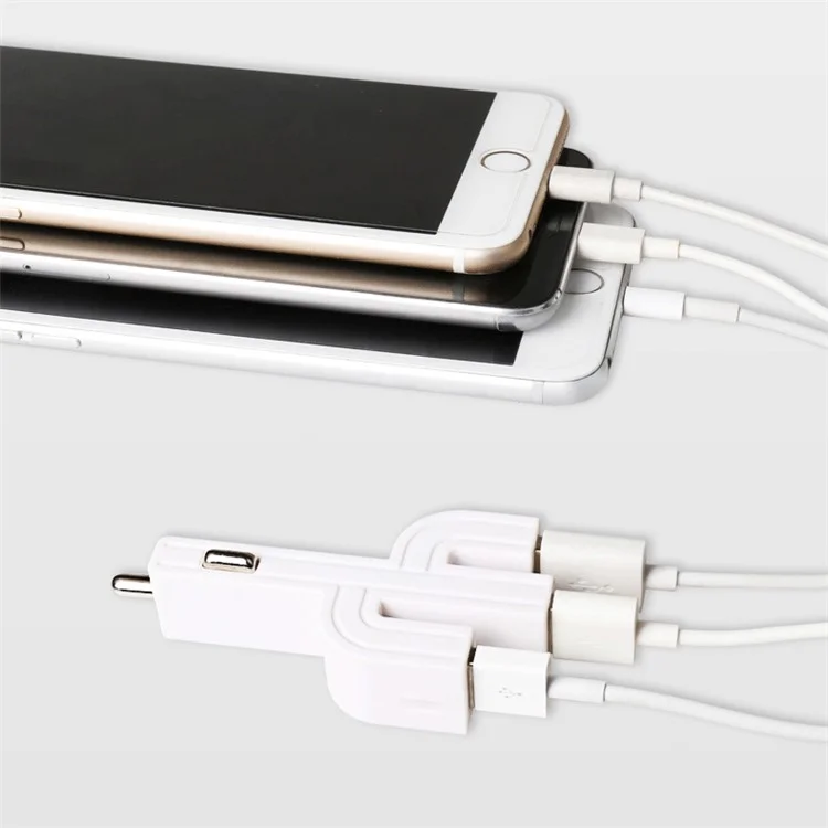 VOJO Cute Cartoon Cactus Three Ports 3.1A Output Car Charger for iPhone iPad Samsung etc. - White