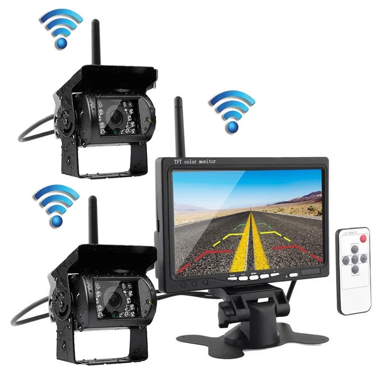 PZ607-2-W 7 Inch HD Display Wireless Backup Rear View Camera Monitor Kit for Truck, RV, Van etc.