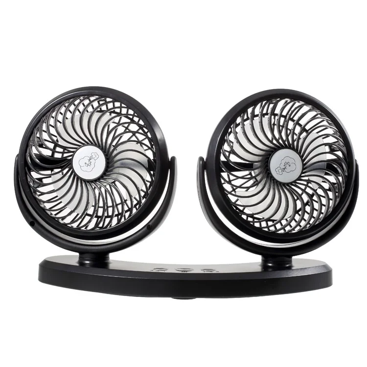F300 Car Mount Dual Head Fan 360 Degree Rotation 3-Speed Aromatherapy USB Powered Cooling Fan