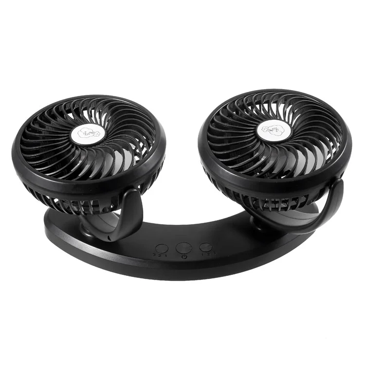 F300 Car Mount Dual Head Fan 360 Degree Rotation 3-Speed Aromatherapy USB Powered Cooling Fan