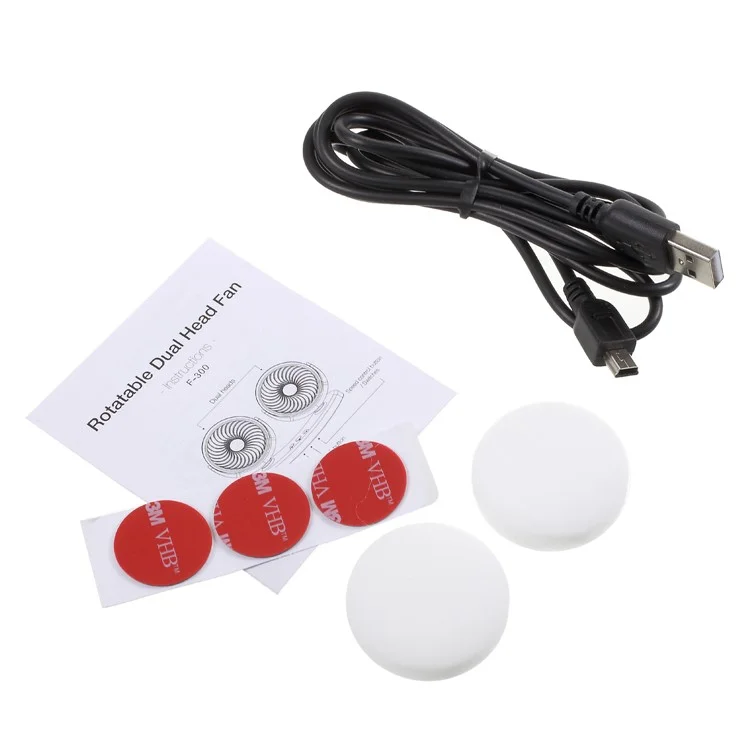 F300 Car Mount Dual Head Fan 360 Degree Rotation 3-Speed Aromatherapy USB Powered Cooling Fan