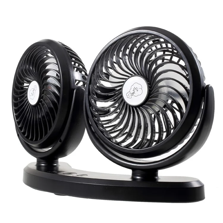 F300 Car Mount Dual Head Fan 360 Degree Rotation 3-Speed Aromatherapy USB Powered Cooling Fan