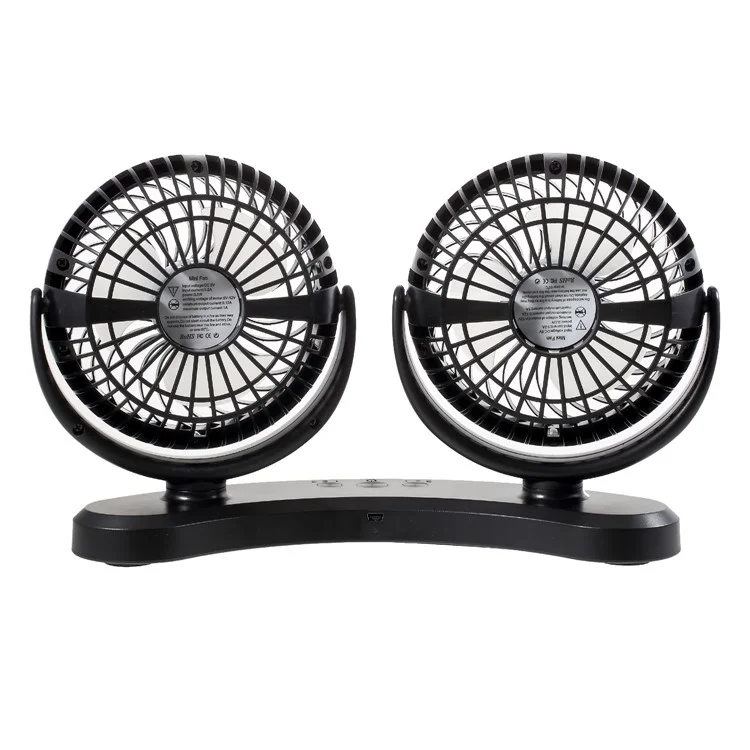 F300 Car Mount Dual Head Fan 360 Degree Rotation 3-Speed Aromatherapy USB Powered Cooling Fan